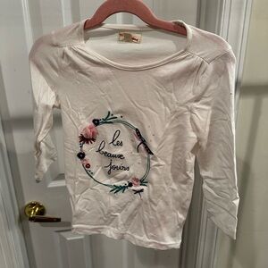 Du Pareil Au Même Floral White Long Sleeve Tee for girls - size: 5 years